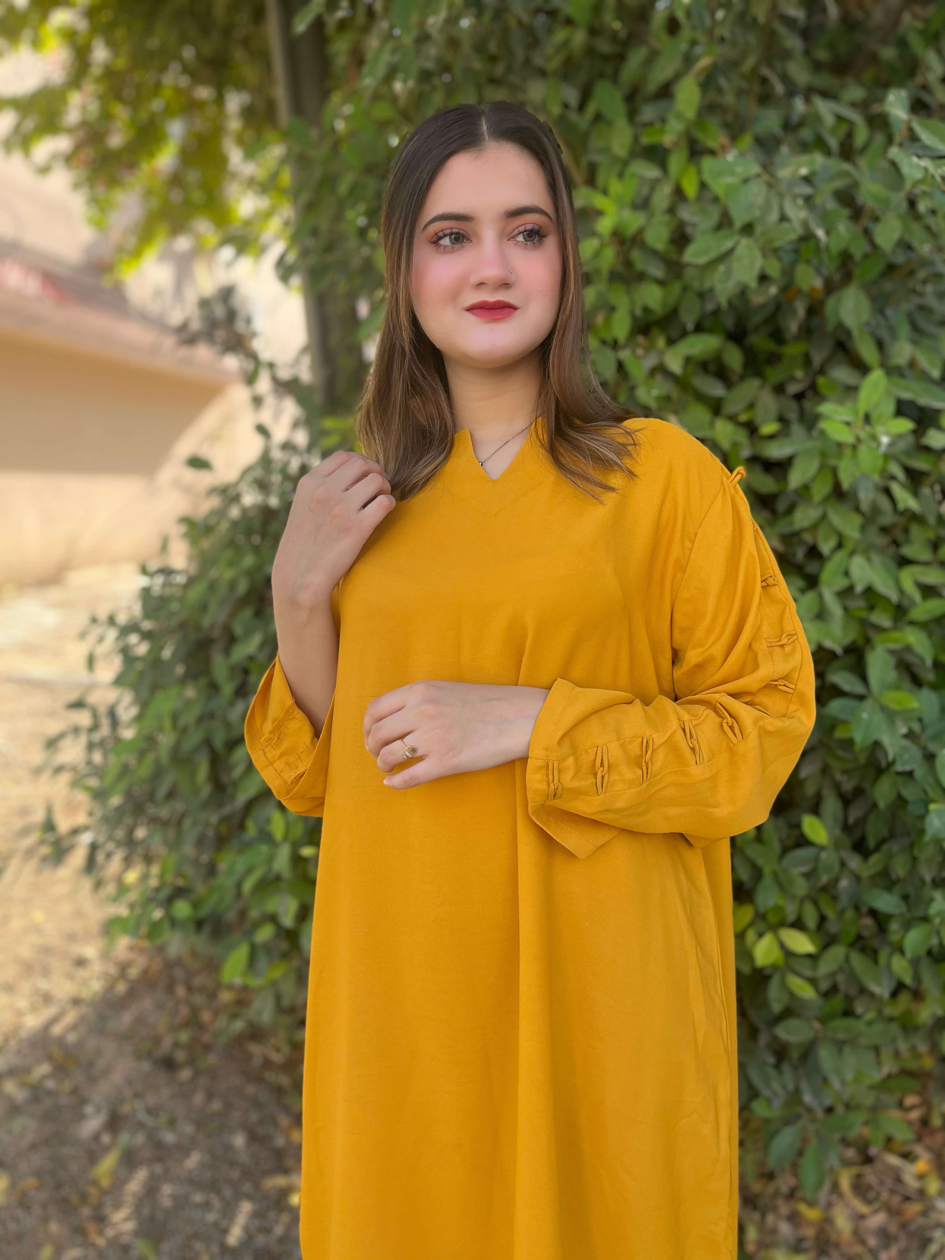 Mustard Crepe Solid Co-Ord Set