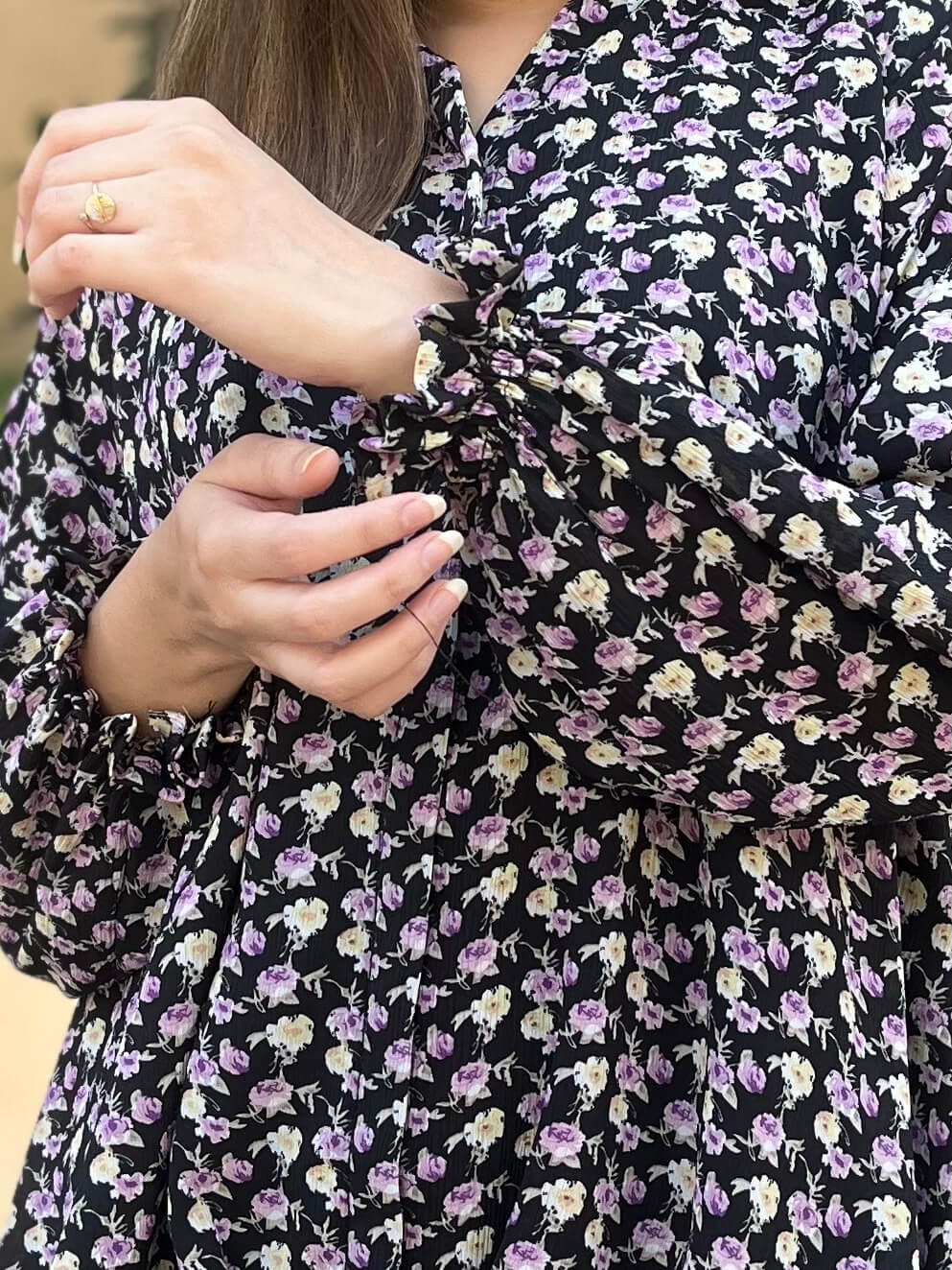 Ladona Black Floral Printed Top