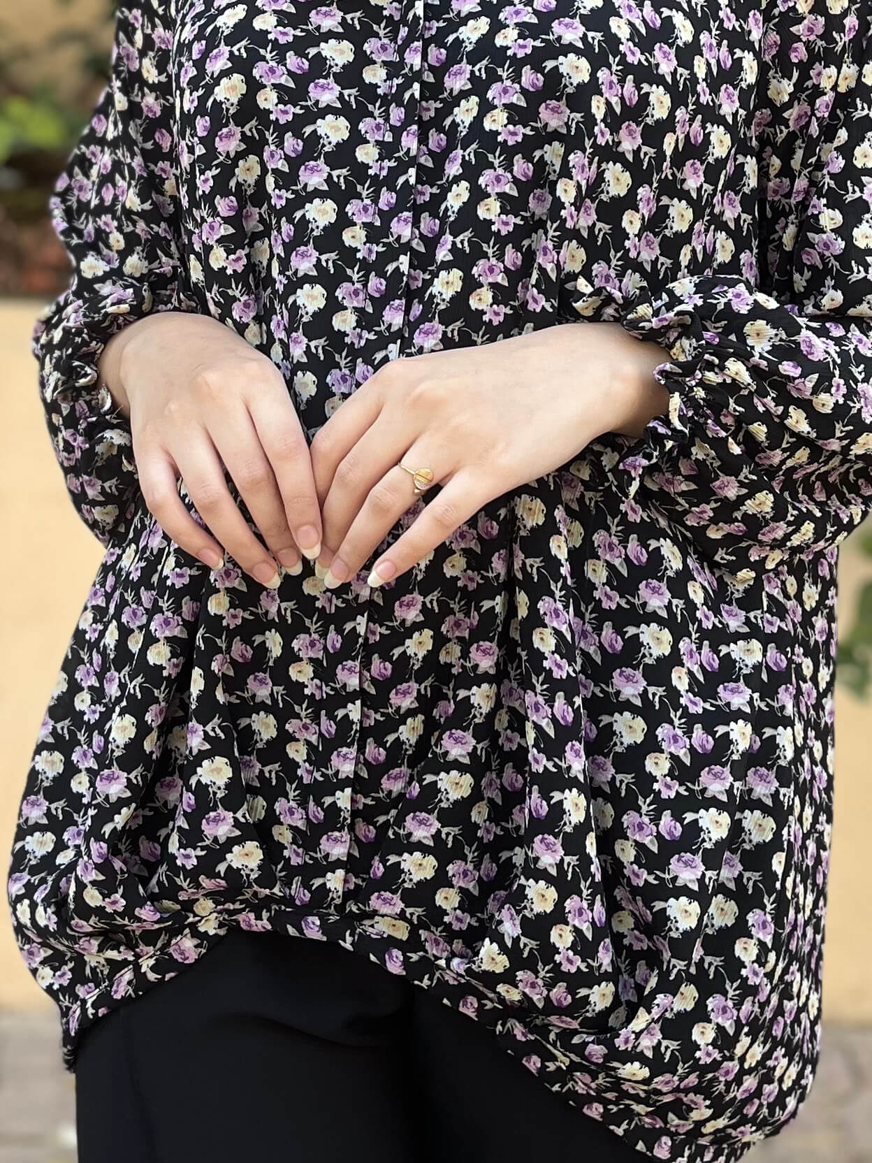 Ladona Black Floral Printed Top