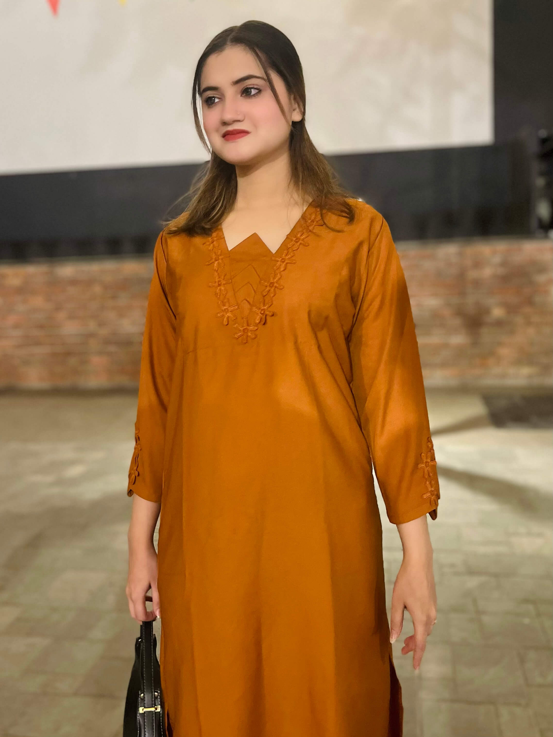 Mustard Lace Crepe Solid Co-Ord Set