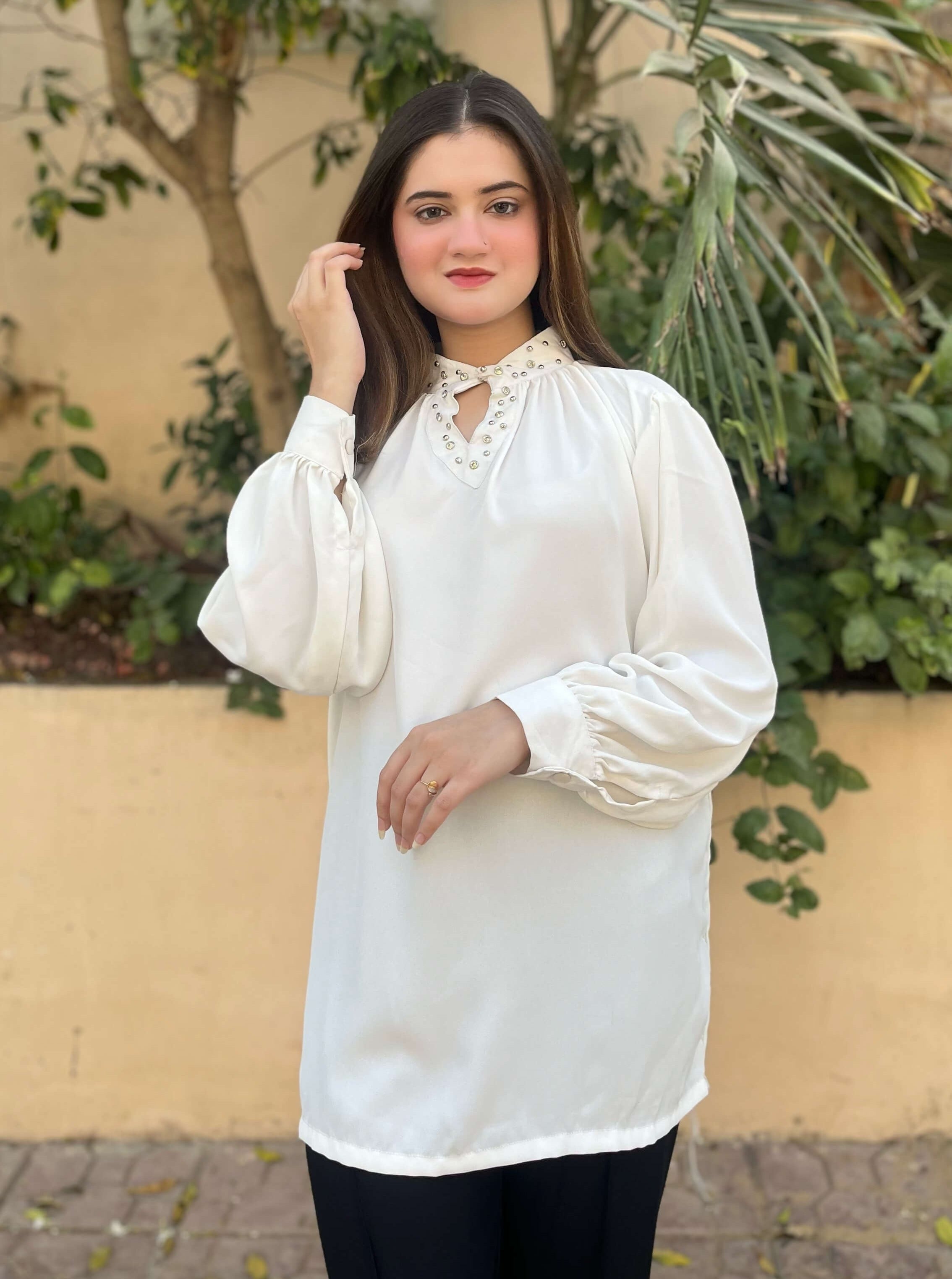 White Crepe Top