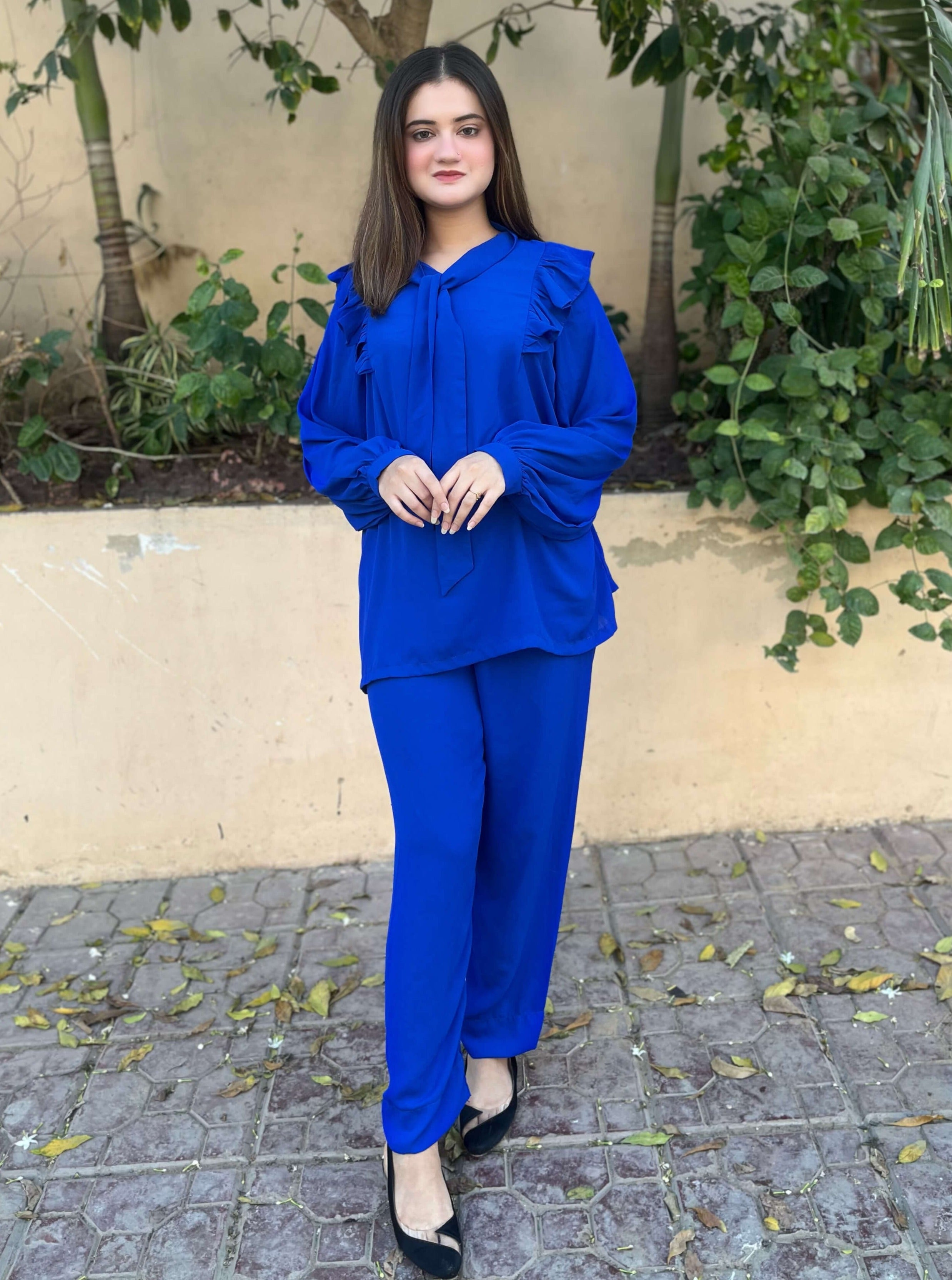 Royal Blue Crepe Solid Co-Ord Set