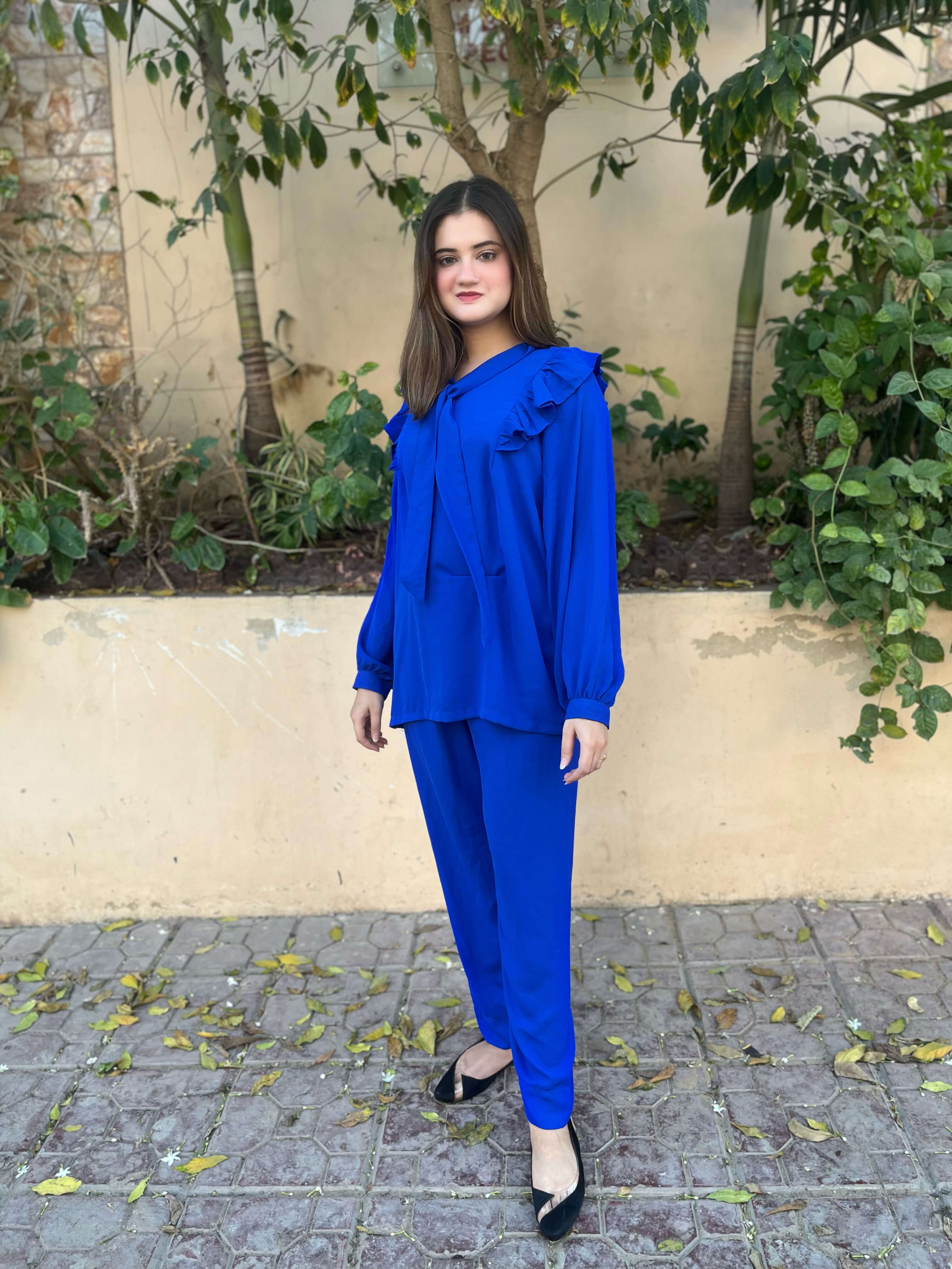 Royal Blue Crepe Solid Co-Ord Set