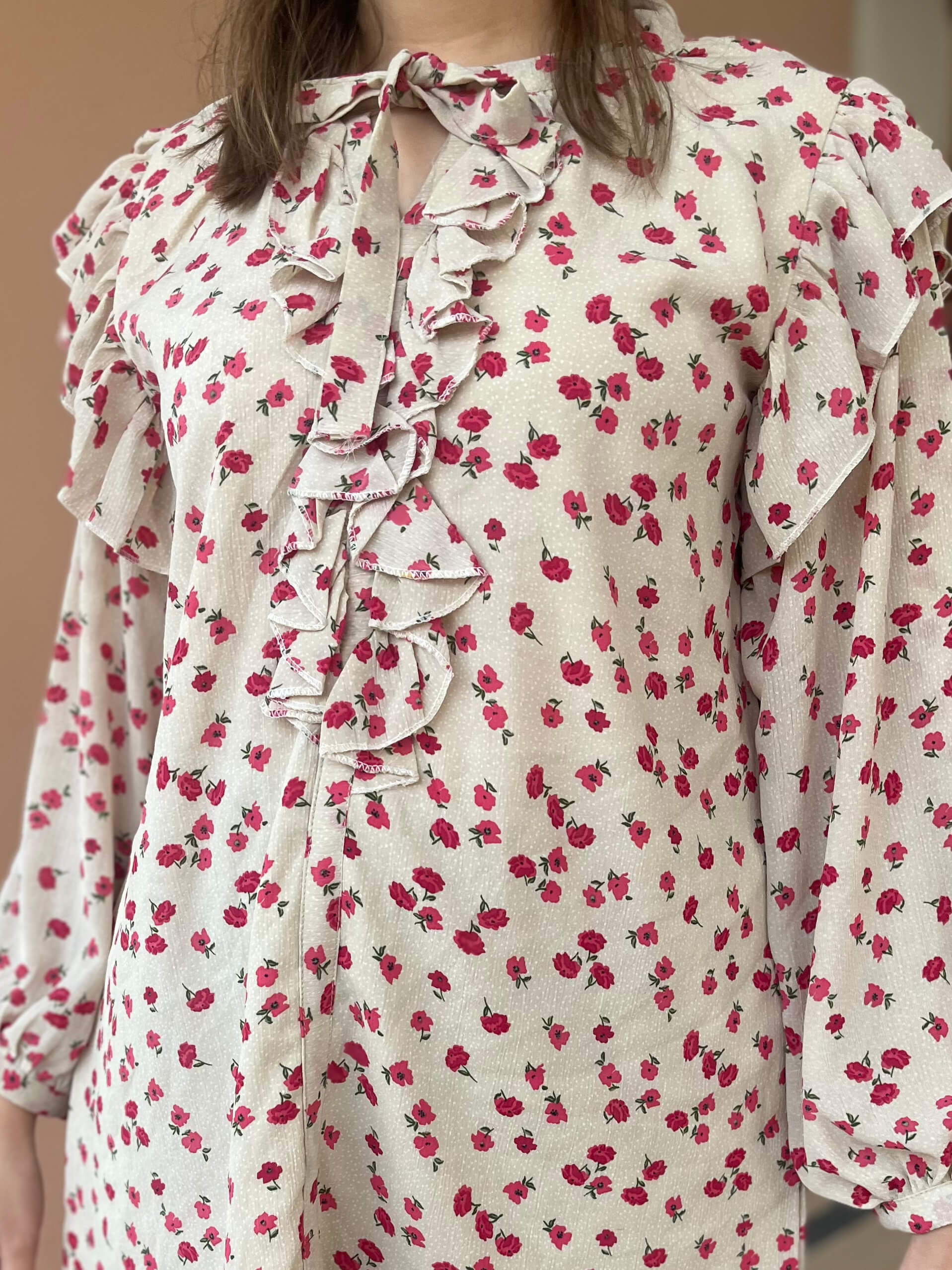 Ladona Floral Printed Frill Top