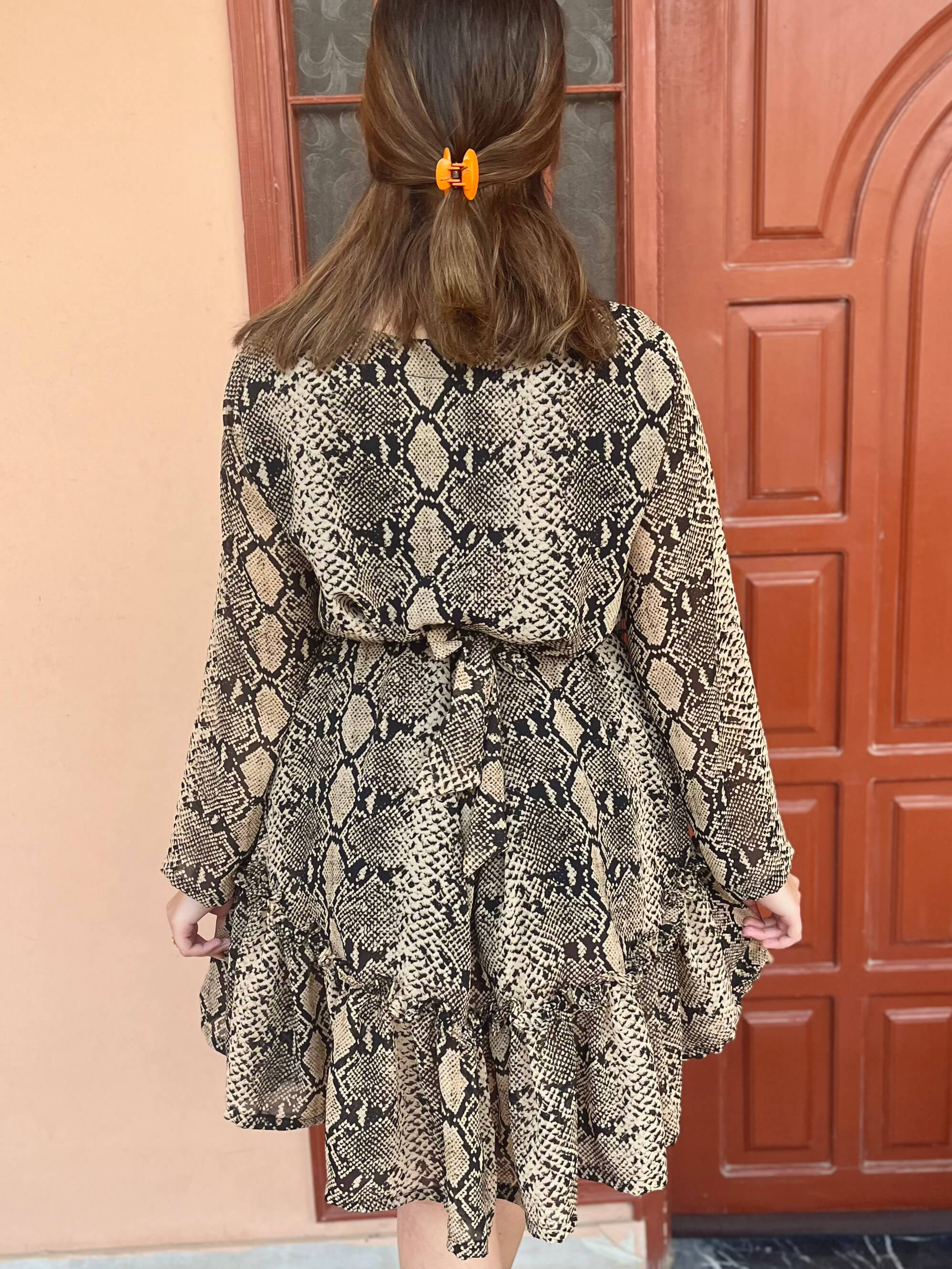 Snake Pattern Chiffon Dress