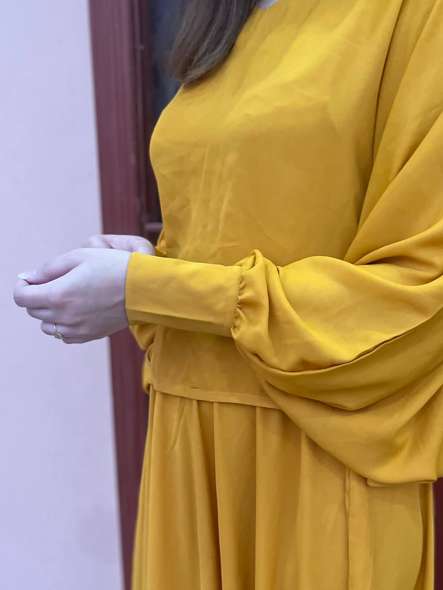 Mustard Crepe Skirt Dress