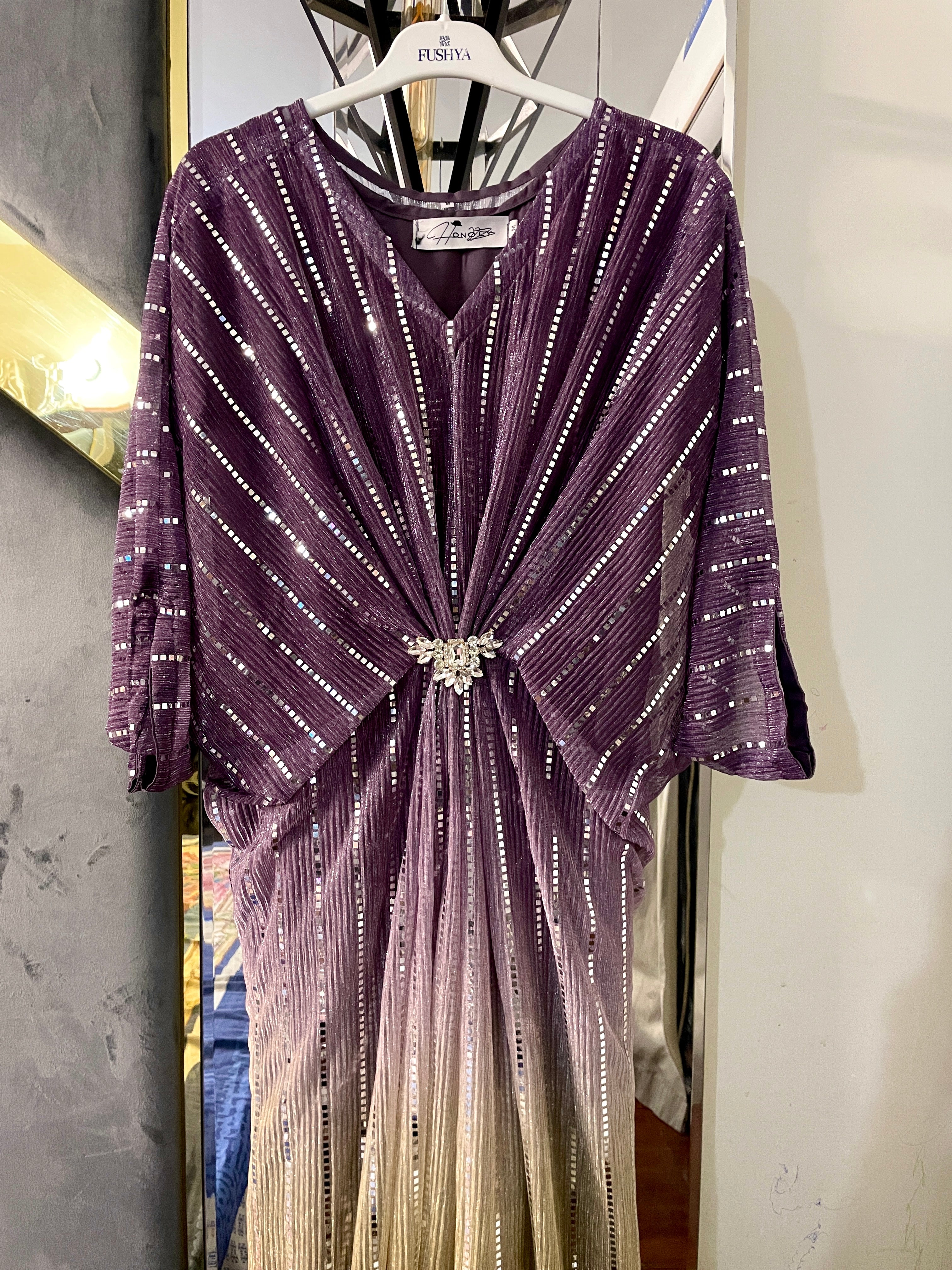 Plum - Gold Moonlight Sequins Kaftan