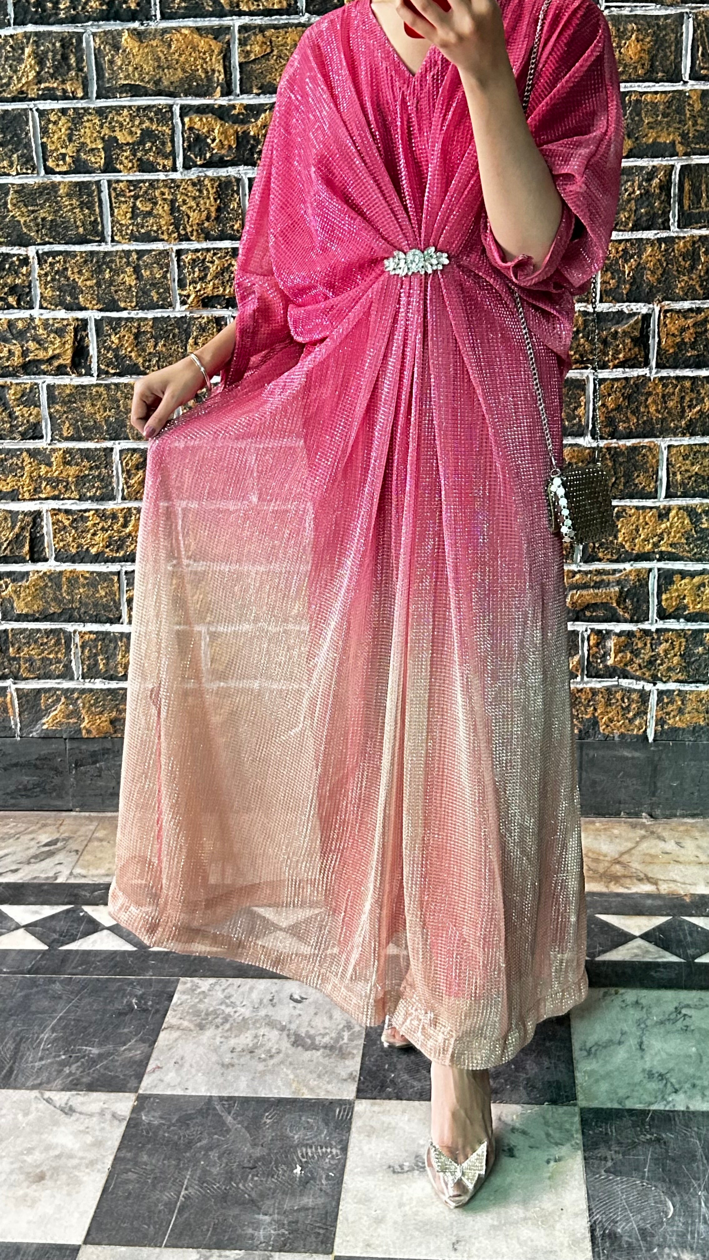 Pink Two-Tone Moonlight Kaftan