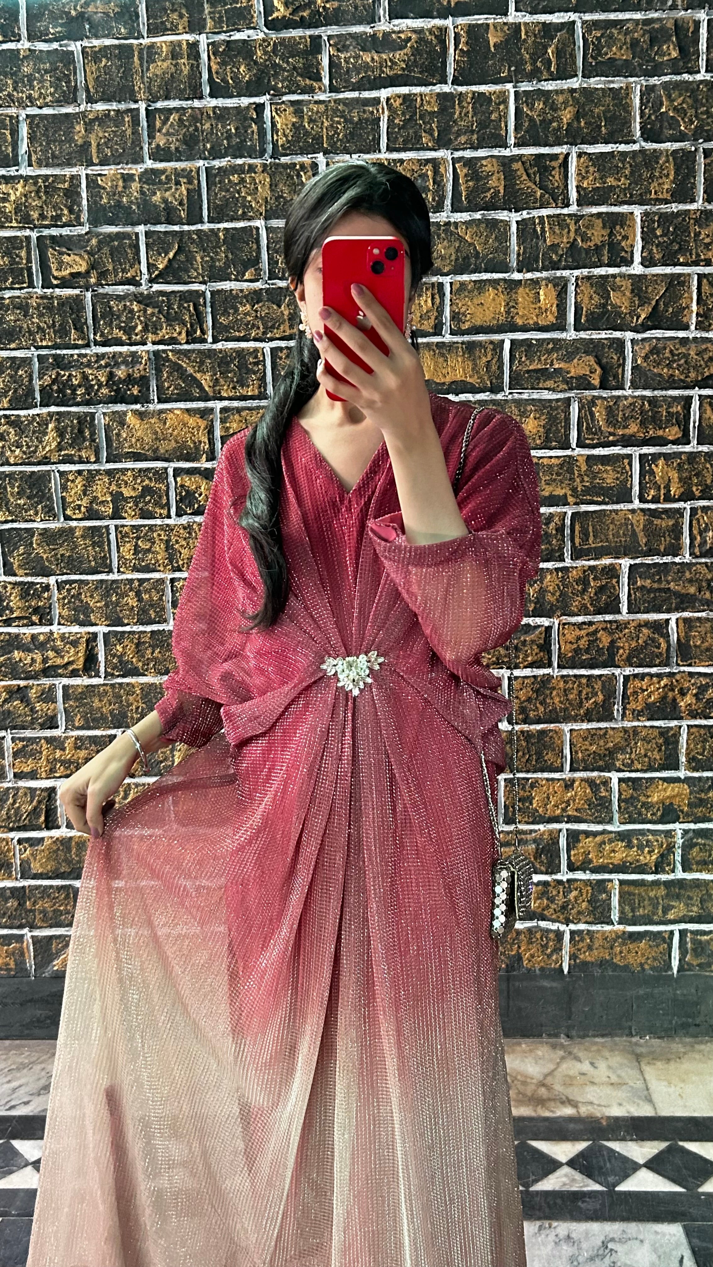 Maroon Two-Tone Moonlight Kaftan