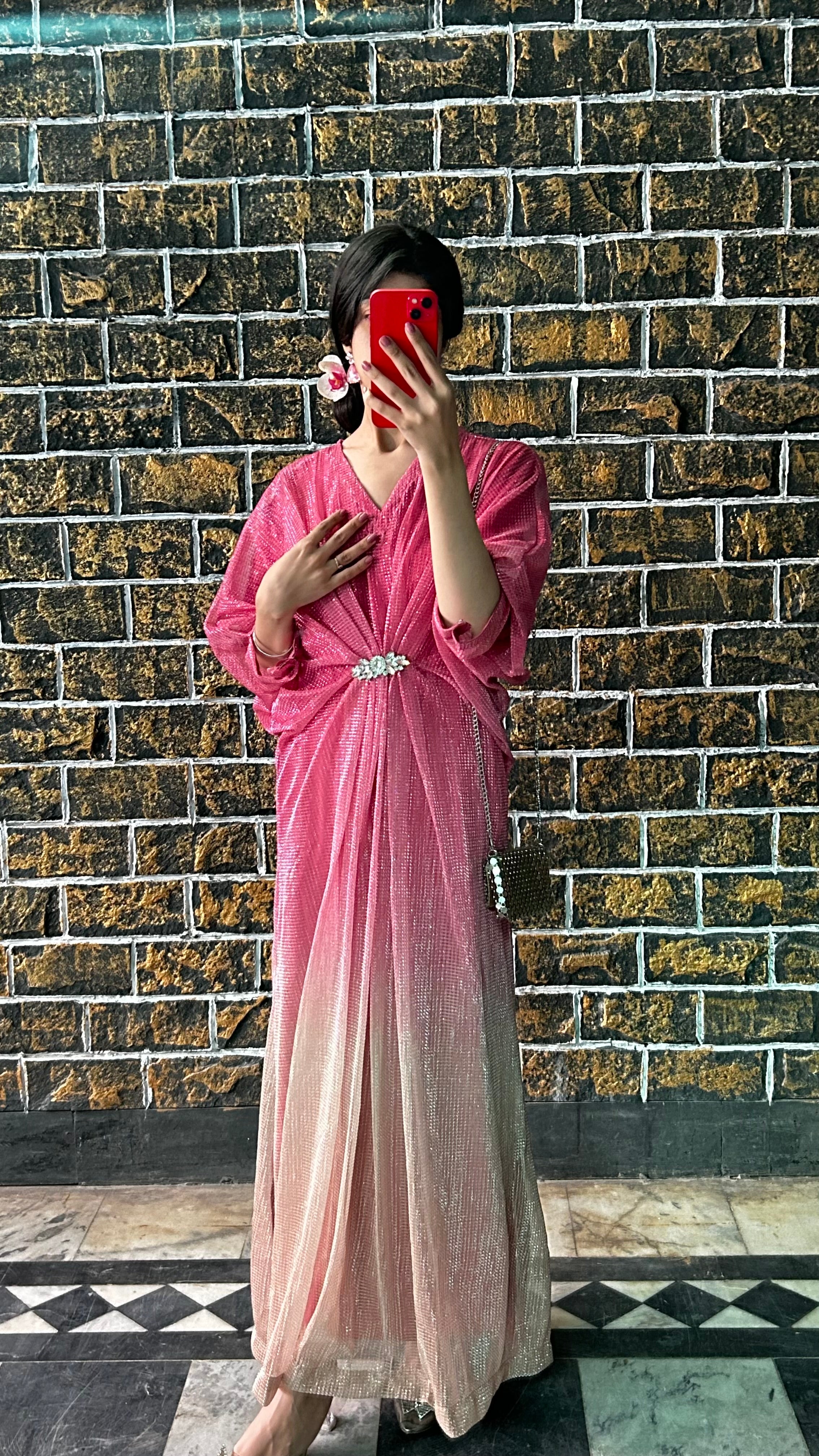 Pink Two-Tone Moonlight Kaftan