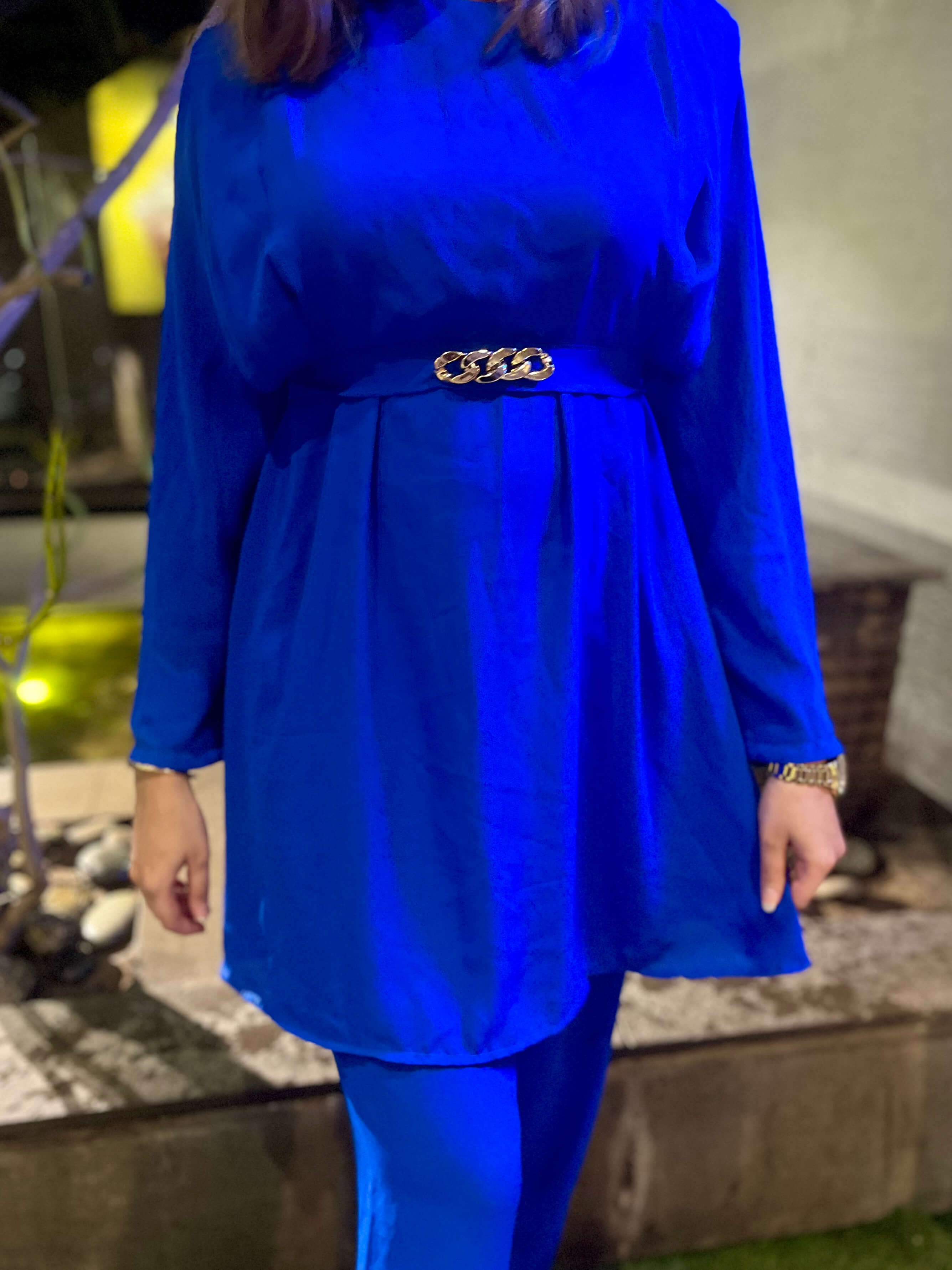 Royal Blue Crepe Solid Co-Ord Set