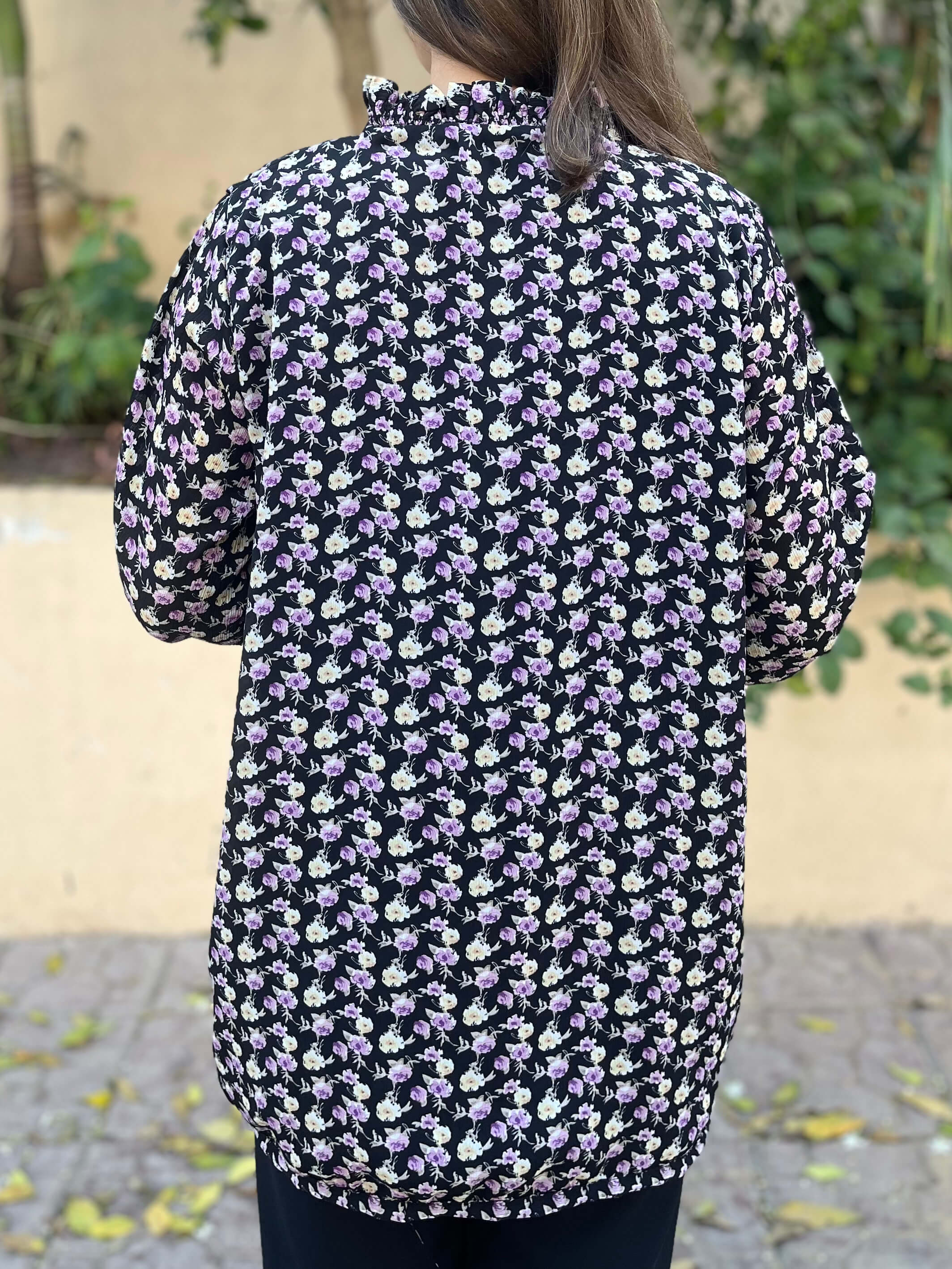Ladona Black Floral Printed Top